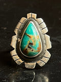 Turquoise Tear Drop Ring Size 8.5 | 925 Sterling Silver G273