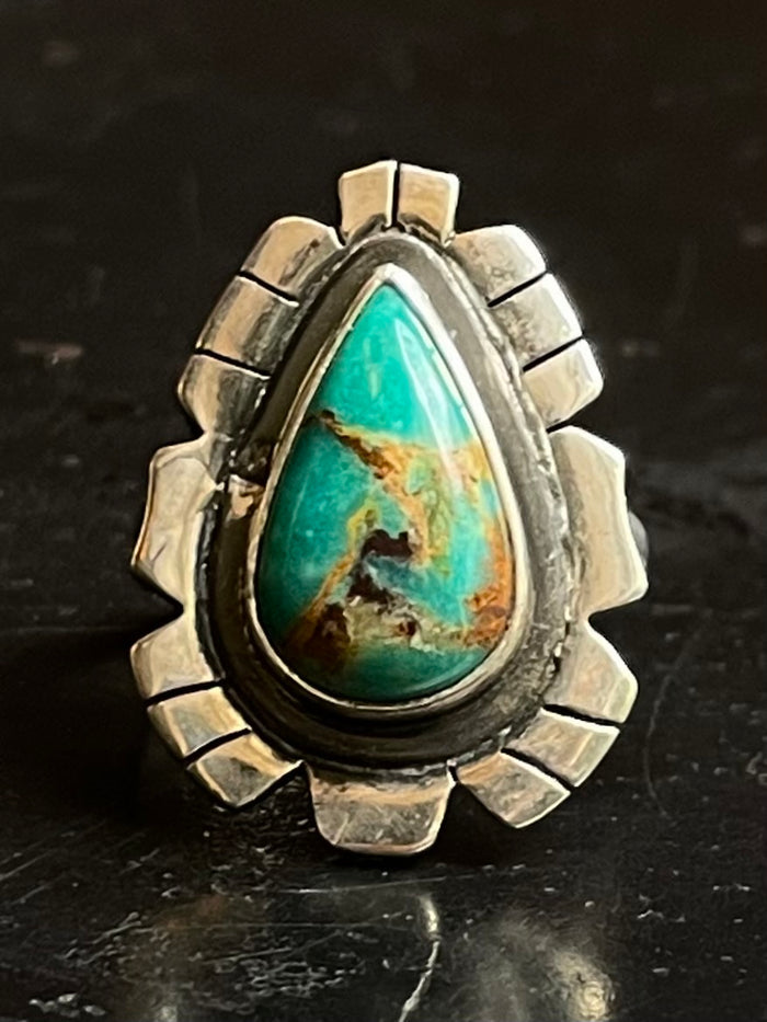 Turquoise Tear Drop Ring Size 8.5 | 925 Sterling Silver G273