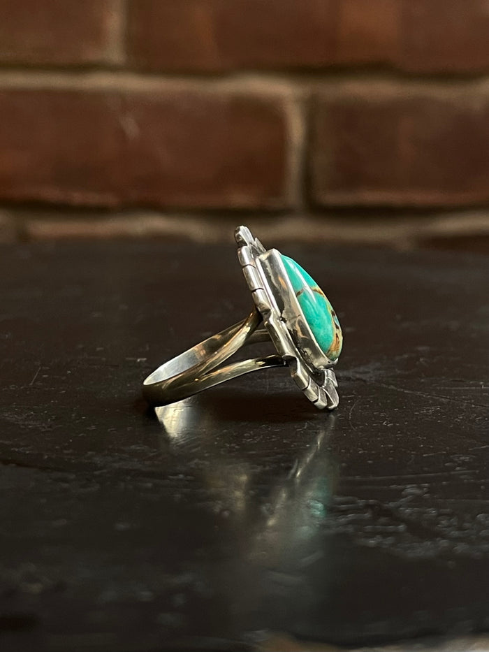 Turquoise Tear Drop Ring Size 8.5 | 925 Sterling Silver G273