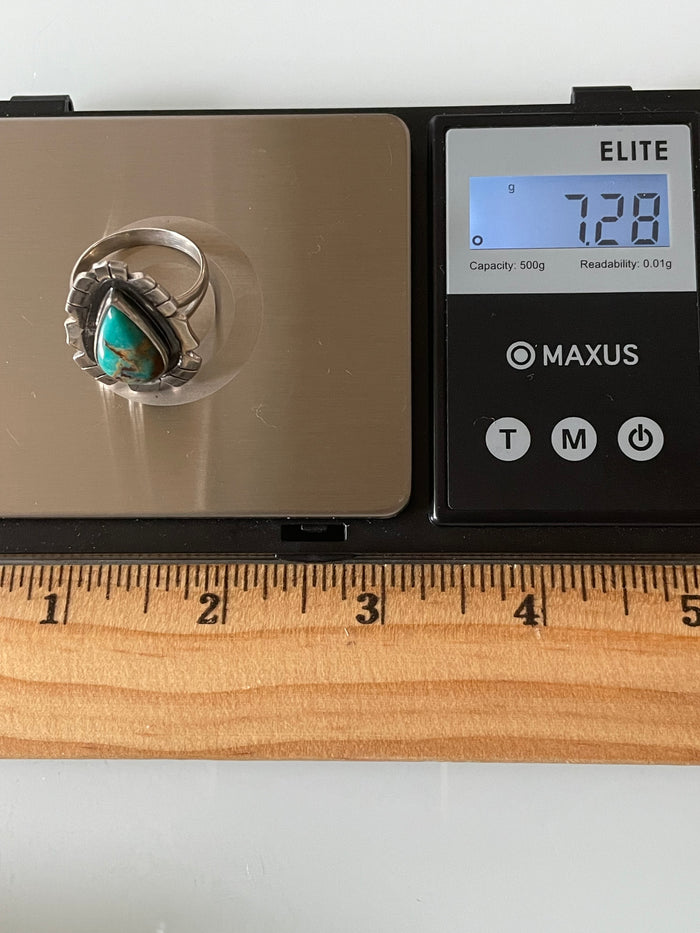 Turquoise Tear Drop Ring Size 8.5 | 925 Sterling Silver G273