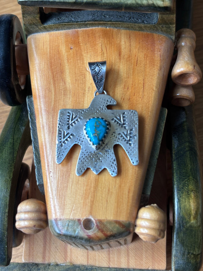 Turquoise Thunderbird Pendant | 925 Sterling Silver Southwestern A111