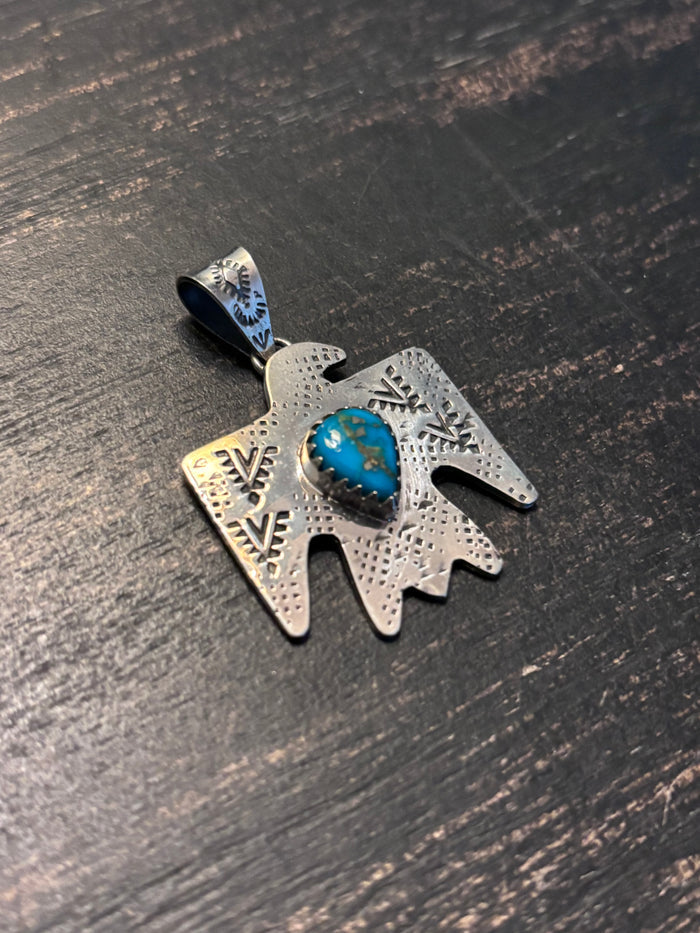 Turquoise Thunderbird Pendant | 925 Sterling Silver Southwestern A111