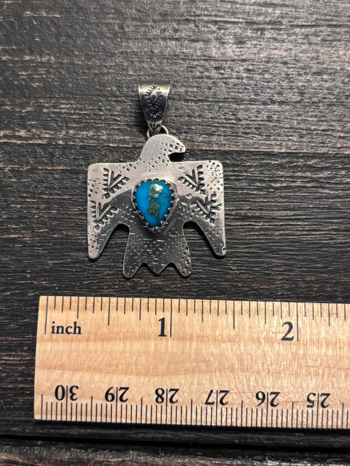 Turquoise Thunderbird Pendant | 925 Sterling Silver Southwestern A111