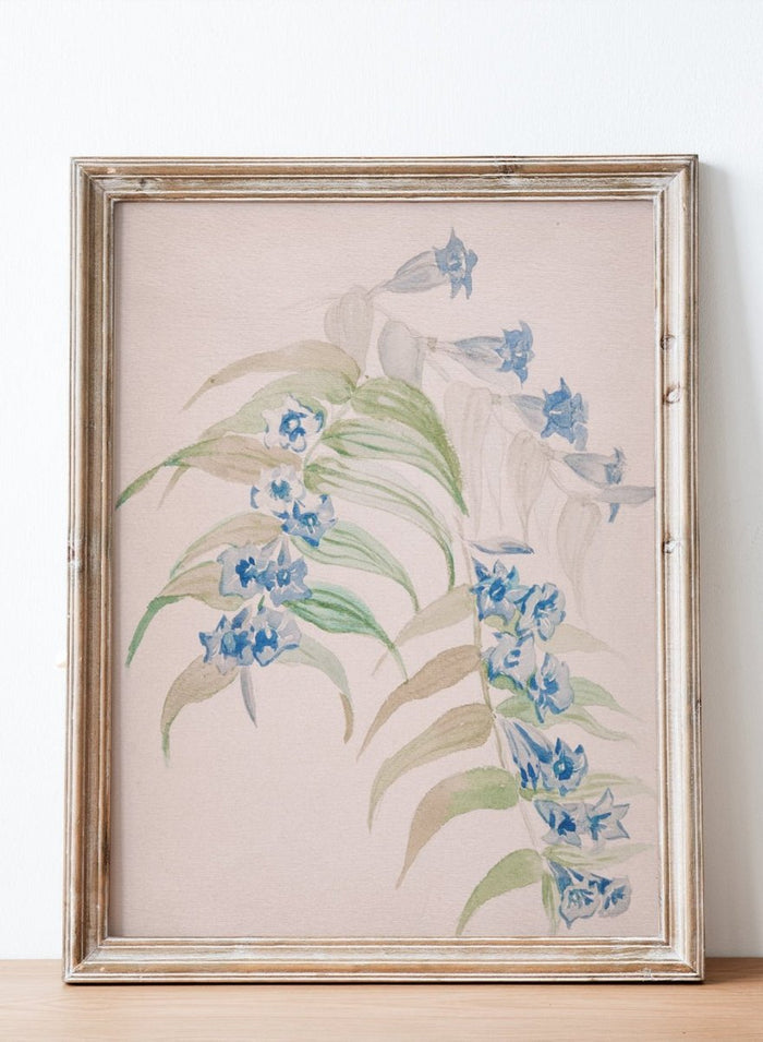 "Twigs with Blue Flowers" Art Print_Sugar & Canvas_Jadwiga Gałęzowska