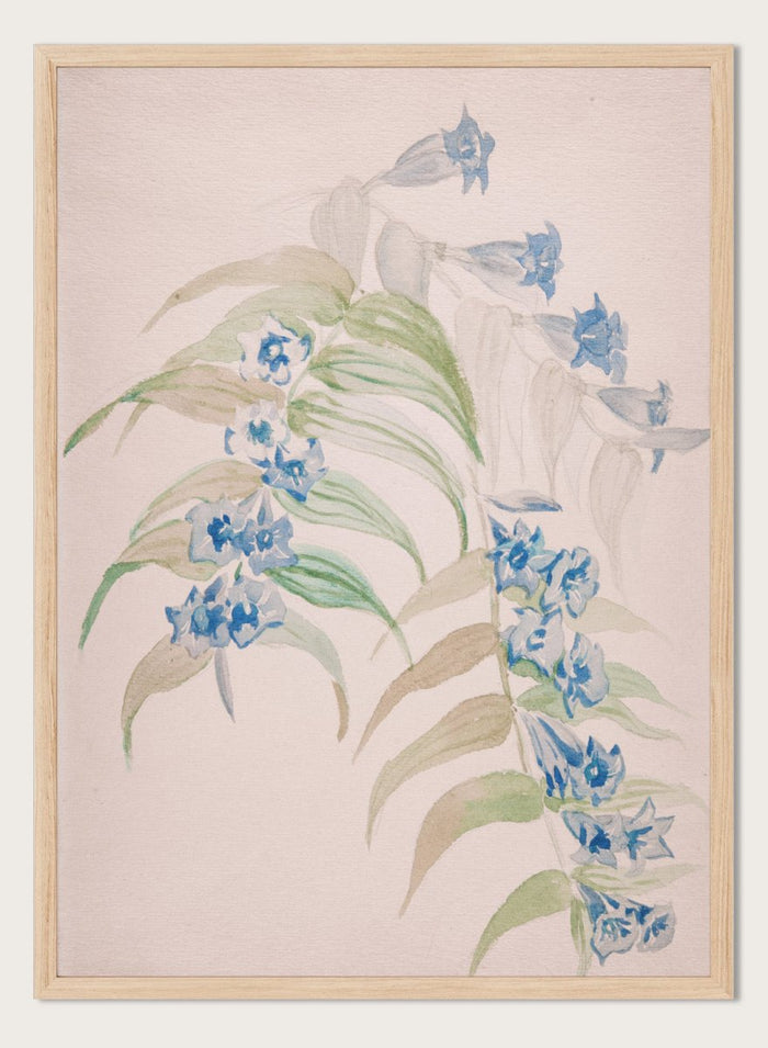 "Twigs with Blue Flowers" Art Print_Sugar & Canvas_Jadwiga Gałęzowska