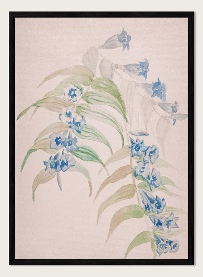 "Twigs with Blue Flowers" Art Print_Sugar & Canvas_Jadwiga Gałęzowska