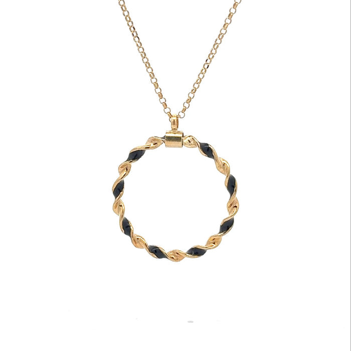 Twisted Black Accent Circle Necklace