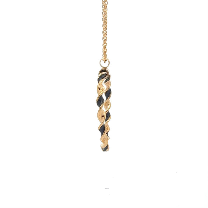 Twisted Black Accent Circle Necklace