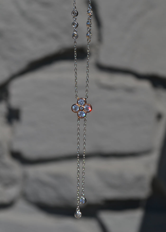 Two Tone Flower Station Necklace