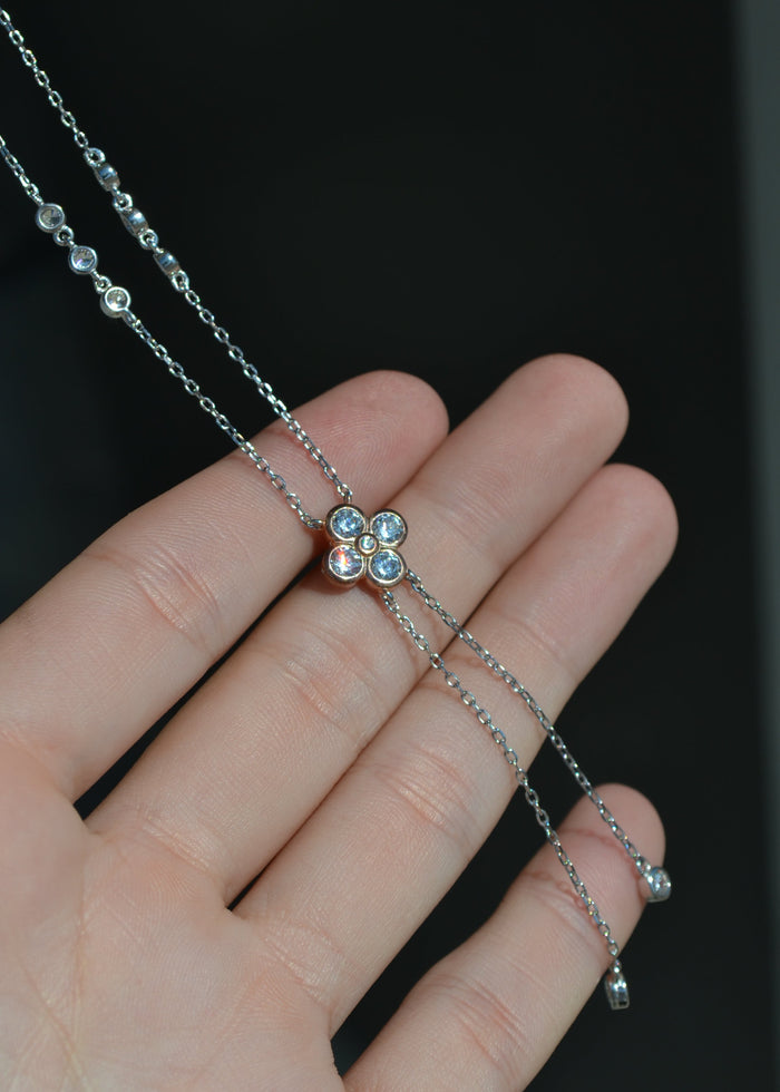 Two Tone Flower Station Necklace