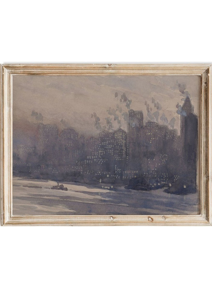 "View across the East River of the New York City" Art Print_Sugar & Canvas_Joseph Pennell
