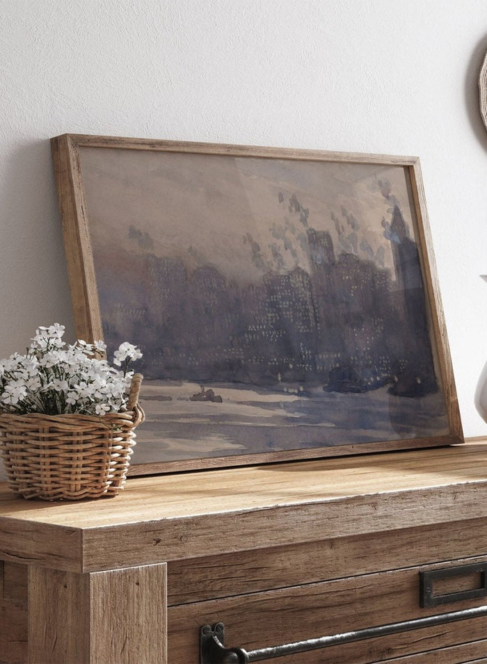 "View across the East River of the New York City" Art Print_Sugar & Canvas_Joseph Pennell