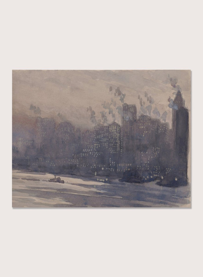 "View across the East River of the New York City" Art Print_Sugar & Canvas_Joseph Pennell