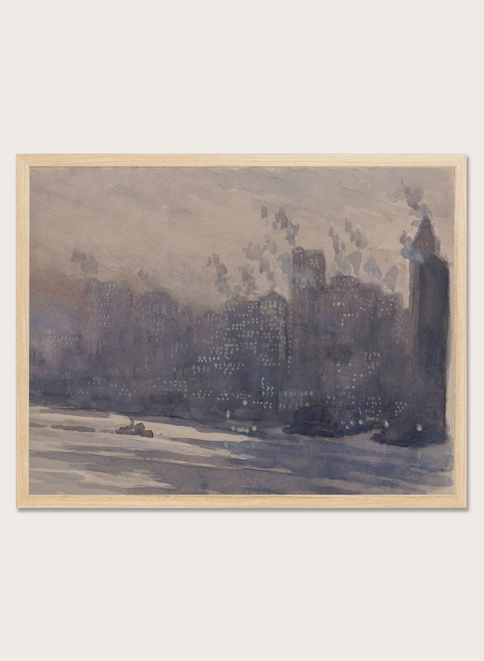 "View across the East River of the New York City" Art Print_Sugar & Canvas_Joseph Pennell
