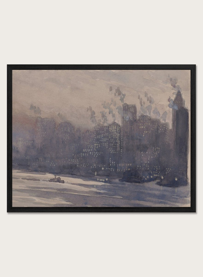 "View across the East River of the New York City" Art Print_Sugar & Canvas_Joseph Pennell