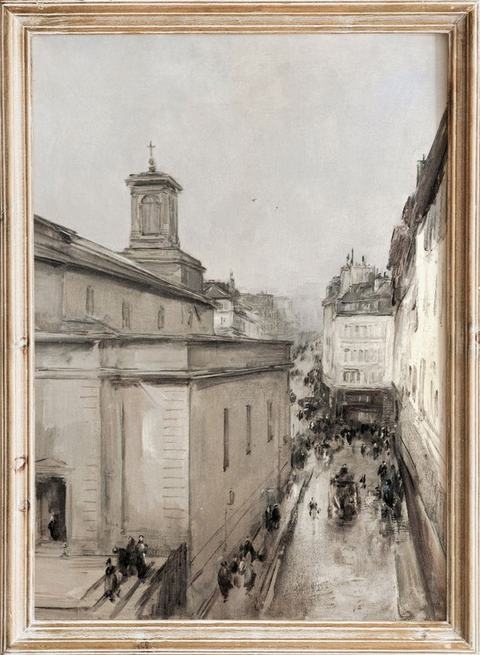 "View of the Church of Notre Dame de Lorette and the Rue Fléchier" Art Print_Sugar & Canvas_Antoine Vollon