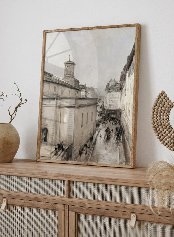 "View of the Church of Notre Dame de Lorette and the Rue Fléchier" Art Print_Sugar & Canvas_Antoine Vollon