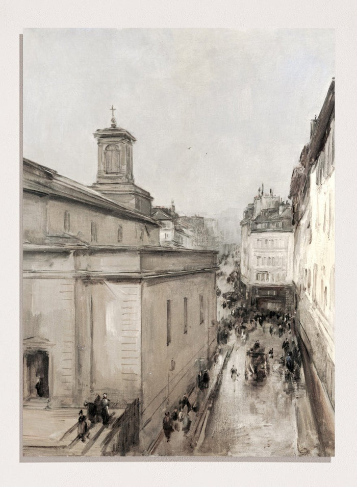 "View of the Church of Notre Dame de Lorette and the Rue Fléchier" Art Print_Sugar & Canvas_Antoine Vollon