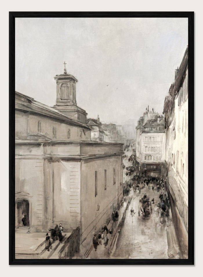 "View of the Church of Notre Dame de Lorette and the Rue Fléchier" Art Print_Sugar & Canvas_Antoine Vollon