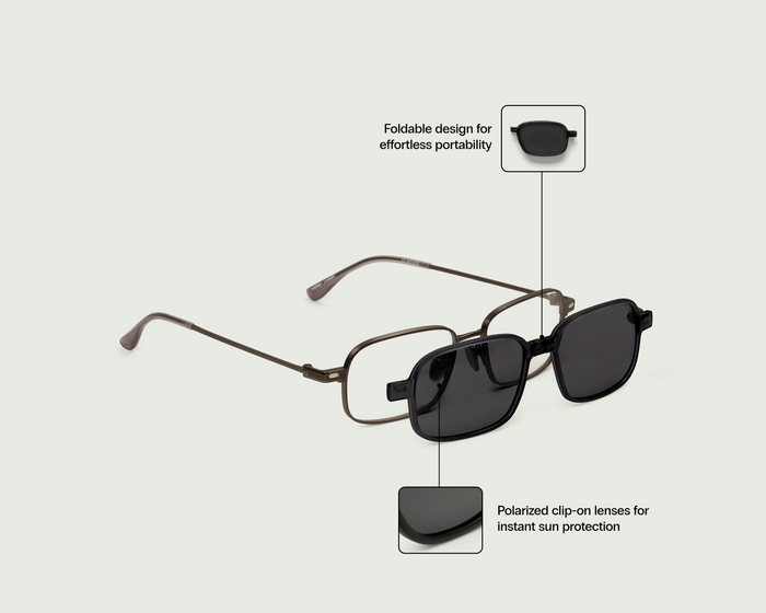 Midnight Polarized::Viggo Clip-Ons pilot Black metal front diagonal