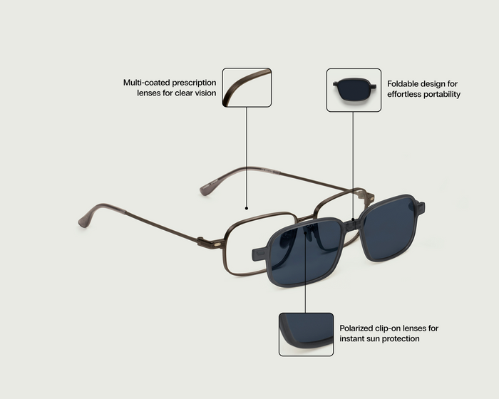 Gunmetal-Nimbus Polarized::Viggo Eyeglasses pilot Blue metal front diagonal