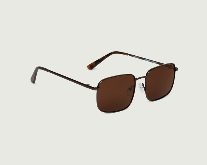 Bronze Polarized::Vito Sunglasses rectangle brown  metal front diagonal