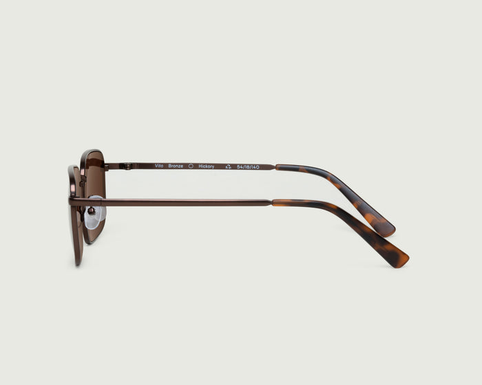Bronze Polarized::Vito Sunglasses rectangle brown  metal side