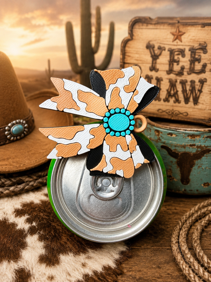 Western cow print bow can opener
