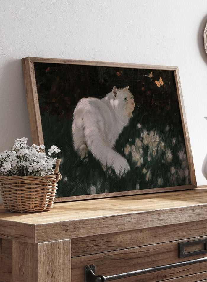 "White Cat and Butterflies" Art Print_Sugar & Canvas_Arthur Heyer
