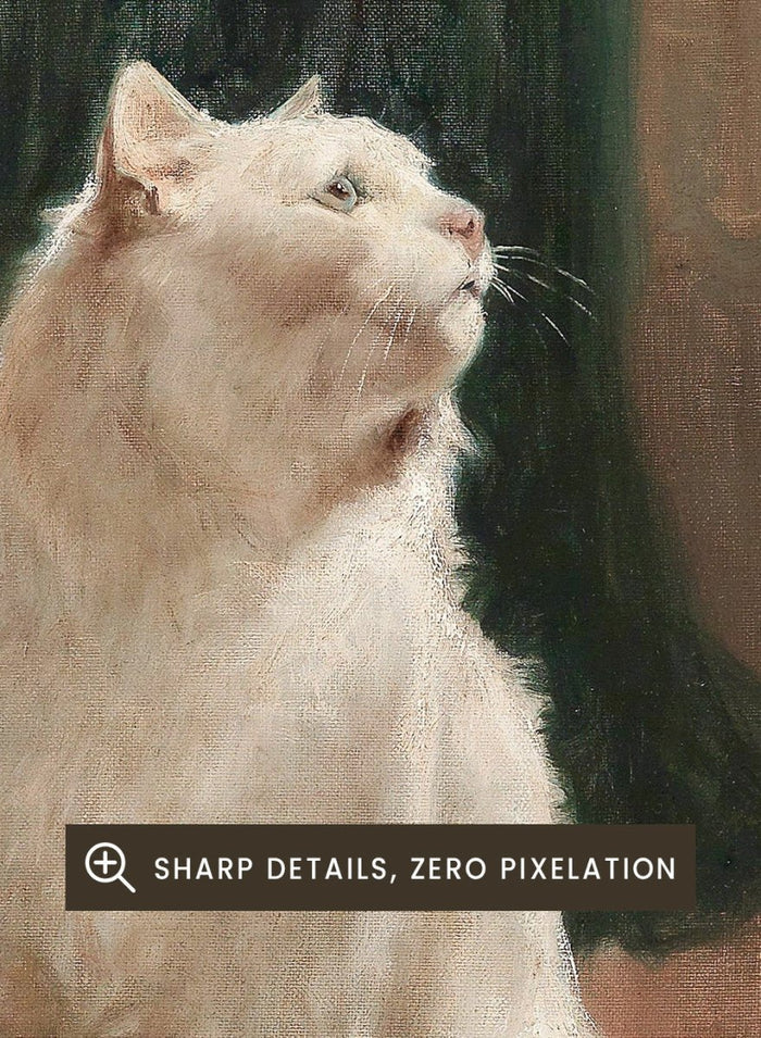"White Cat with Two Butterflies" Art Print_Sugar & Canvas_Arthur Heyer