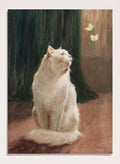 "White Cat with Two Butterflies" Art Print_Sugar & Canvas_Arthur Heyer