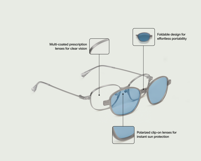 Coin-Ocean Polarized::Willa Eyeglasses pilot blue metal front diagonal