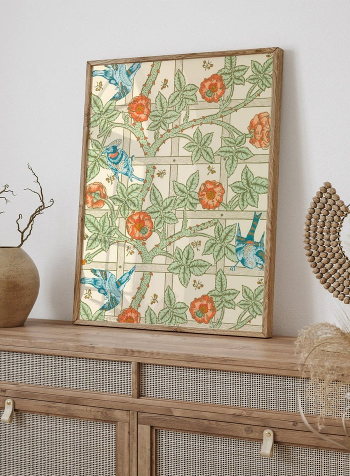 William Morris Trellis Birds Flowers Art Print_Sugar & Canvas_William Morris