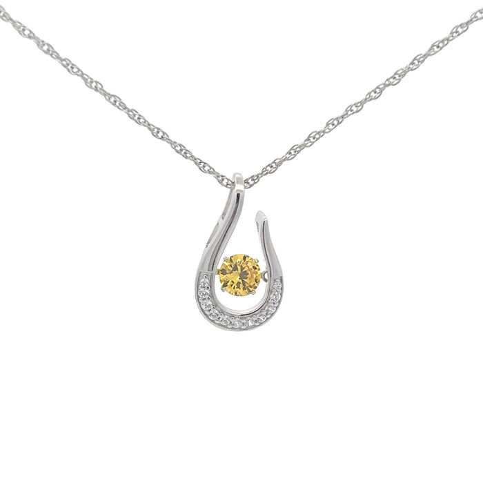 Yellow Stone Horseshoe Pendant Necklace